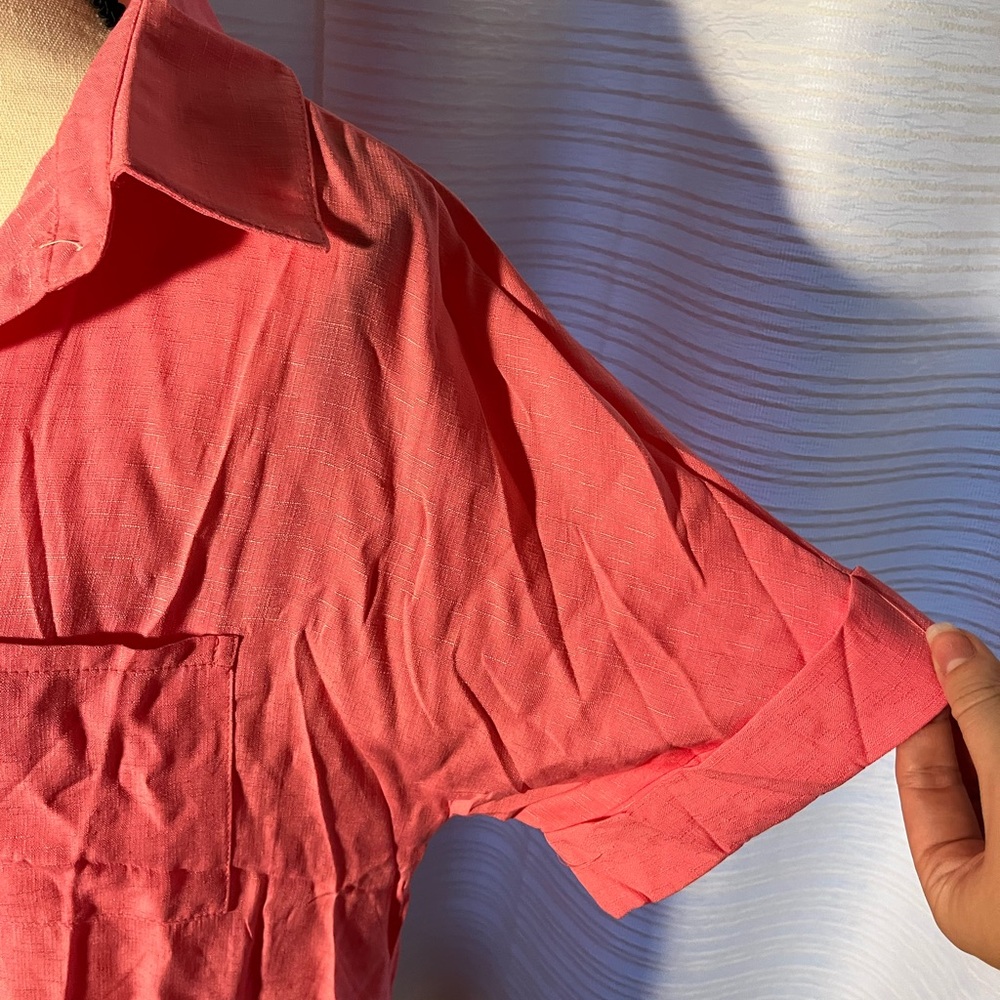 Pink Short-Sleeve Flowy Button Up - Picture 3 of 5